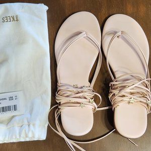 Tkees Sandals Flip Flops Ankel Lace-Up Duo Pixie Dust Gold Stars US Size10 NWT